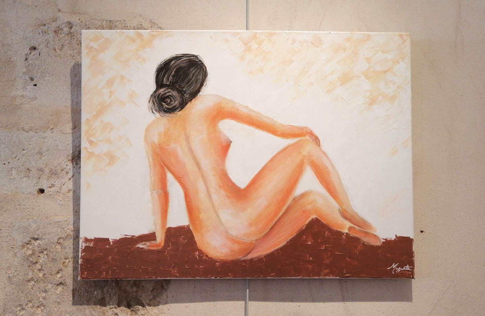 Peinture NU - FEMME PRENANT LA POSE