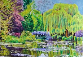 LES JARDINS DE MONET toile huile 70x50