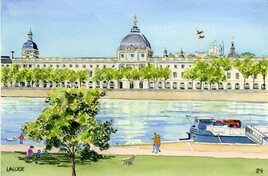 2024-18 Lyon Quai du Rhône Hôtel Dieu en été