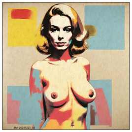 Portrait pop art d'une femme topless