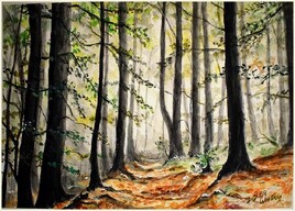 Chemin forestier ( aquarelle ) La dernière de l'année