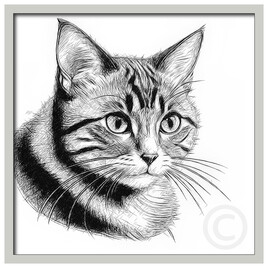 Portrait au crayon d'un chat