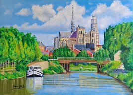 LA CATHEDRALE D'AMIENS  toile huile 70x50