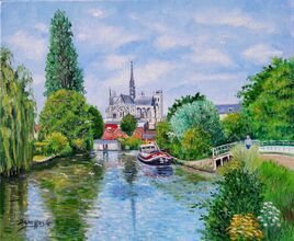 LA CATHEDRALE D'AMIENS toile huile 41x33