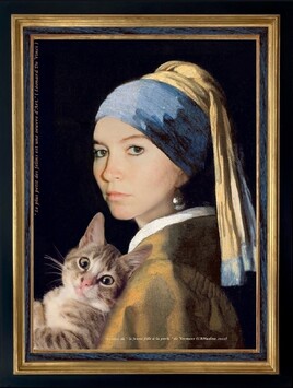 revisite de " La jeune fille à la perle" ( De Vermeer) ..avec mon Grisou..